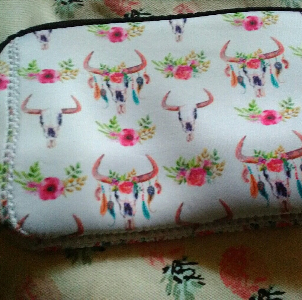 Bull skull makeup bags